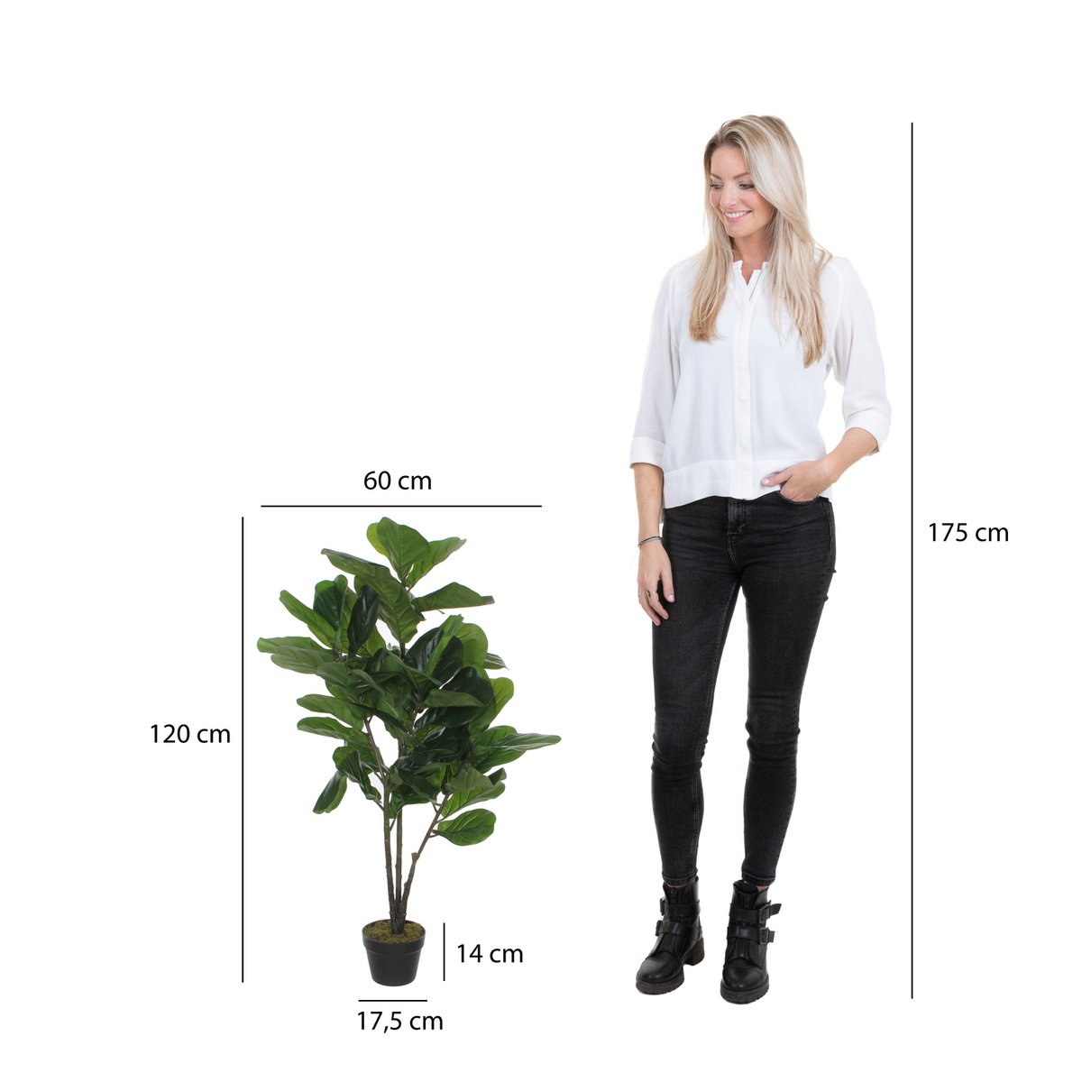 Kunstpflanze Ficus Lyrata - H120 x Ø60 cm - Grün