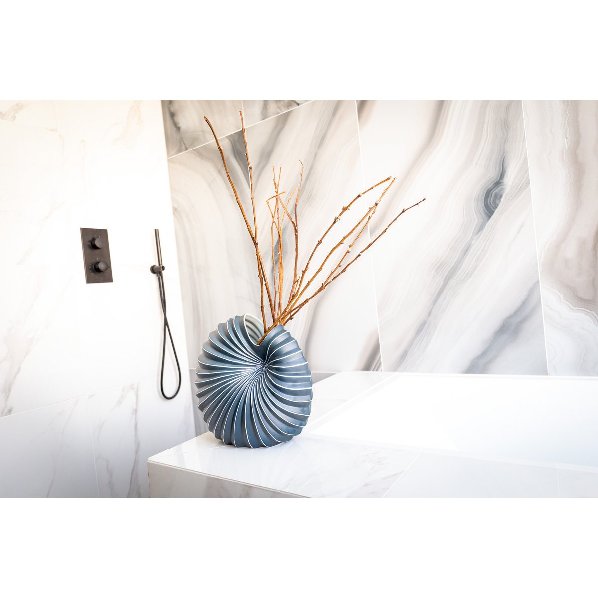 Palm Vase -Navy Blue Größe L.