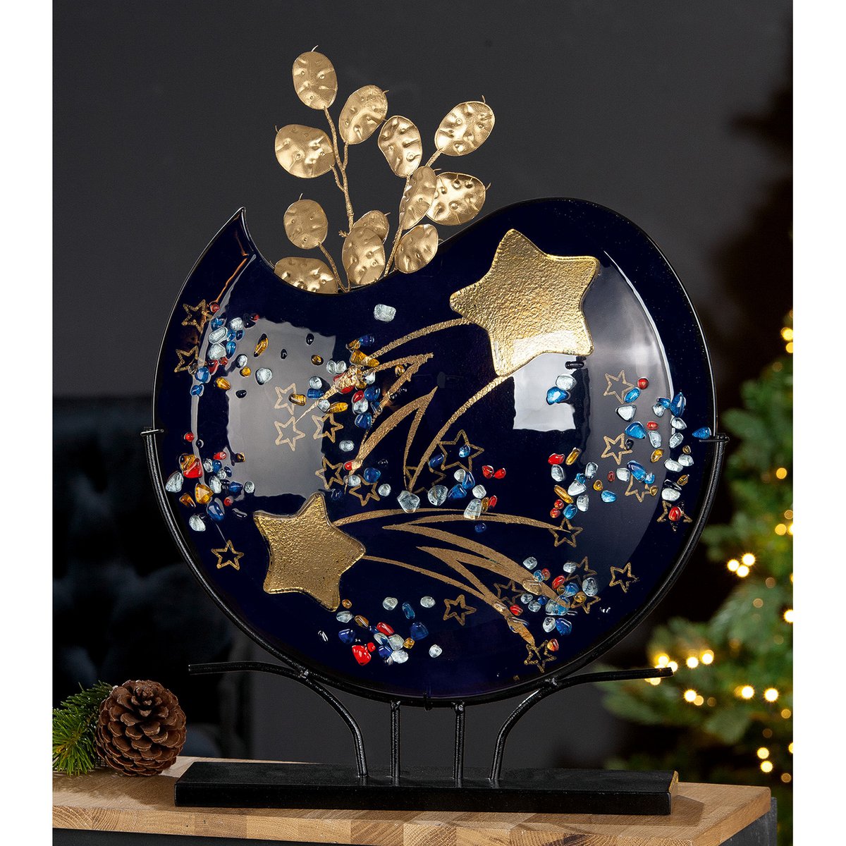 Vase flach; rund Lichterglanz, H.50 cm