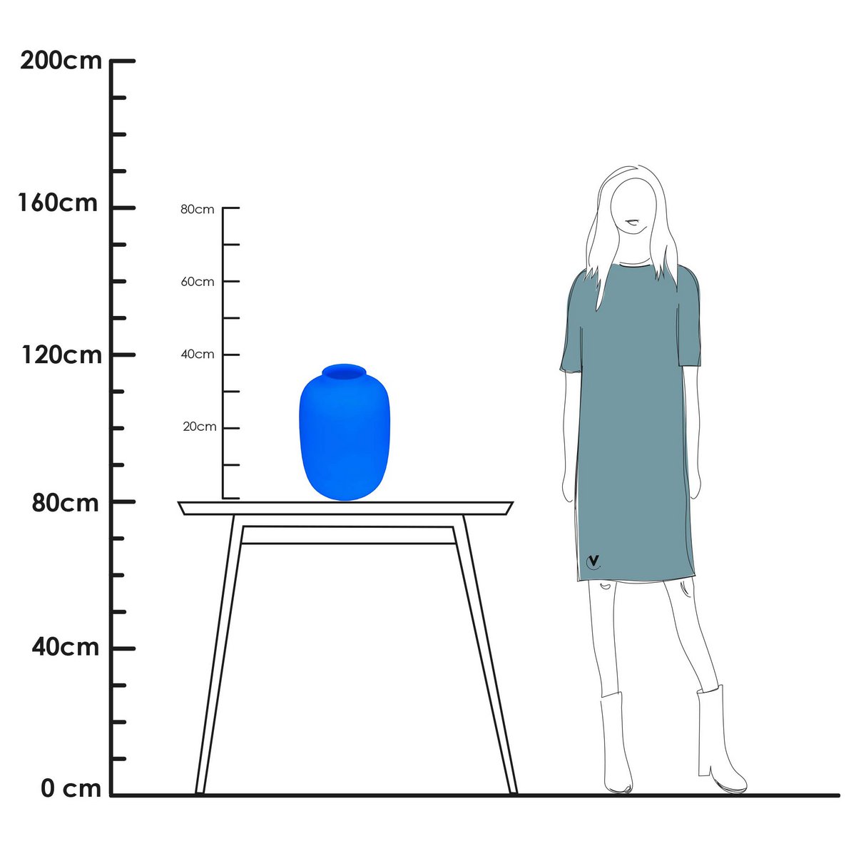 Artic M Neonblau Ø25 x H35 cm