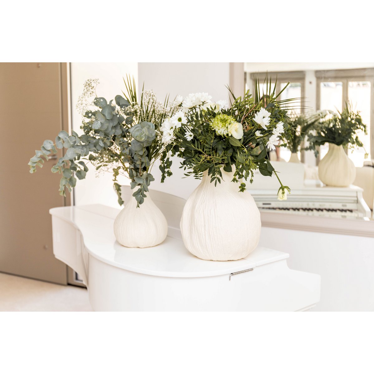 VASE ROND BLANC CREMEUX GRAND MODELE 29X29X32CM