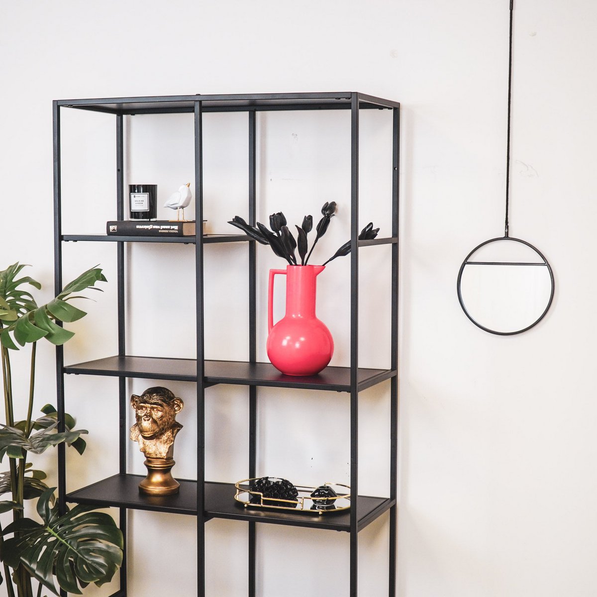 Vase - Krug - Keramik - Neonrosa - 17,5x17,5x27,5cm