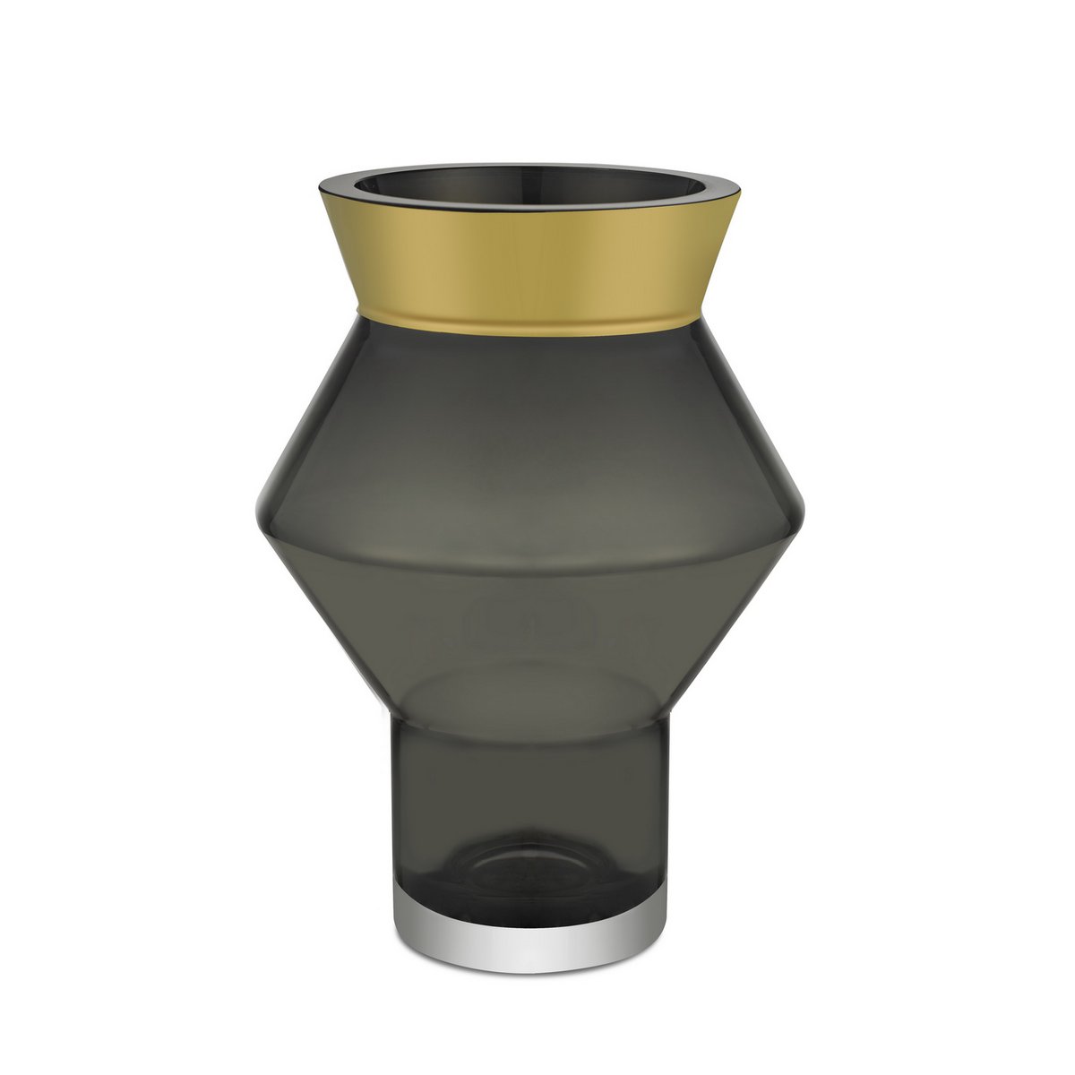 gezackte eckige runde Vase mit goldbemaltem Oberteil,Serie: CUZCO