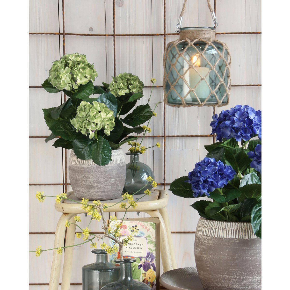 Künstliche Hortensienpflanze im Blumentopf Stan – H45 x Ø45 cm – Grün