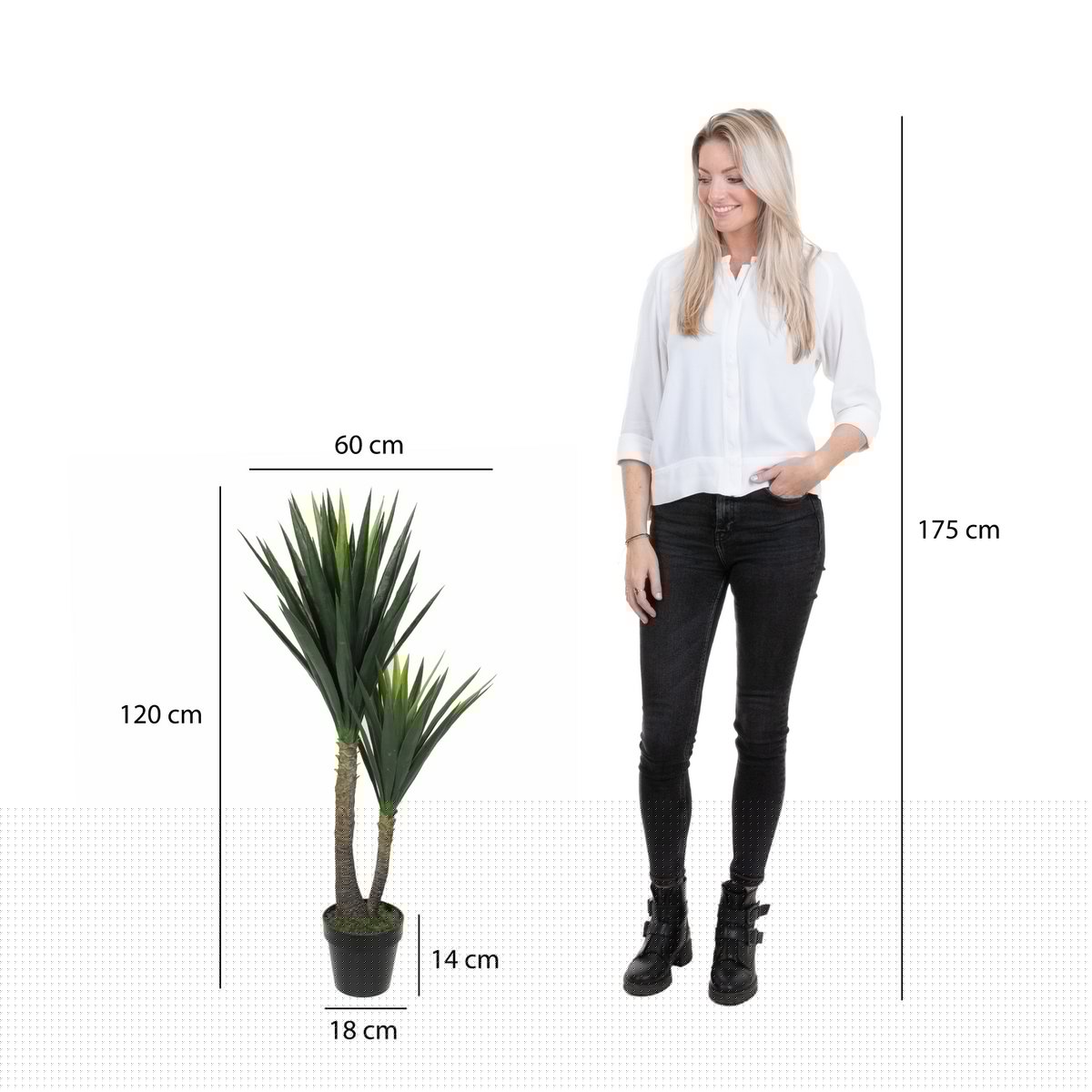 Künstliche Yucca-Pflanze – H120 x Ø60 cm – Grün