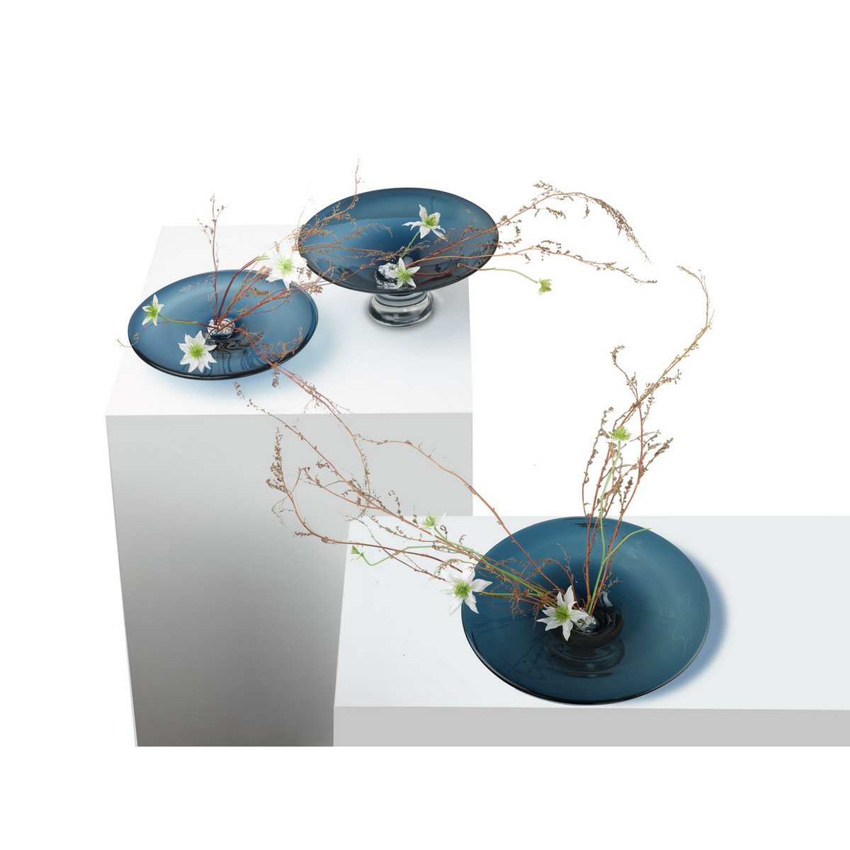 Runde konische Vase oder Schale, tieftintenblaue Farbe: ALAIN