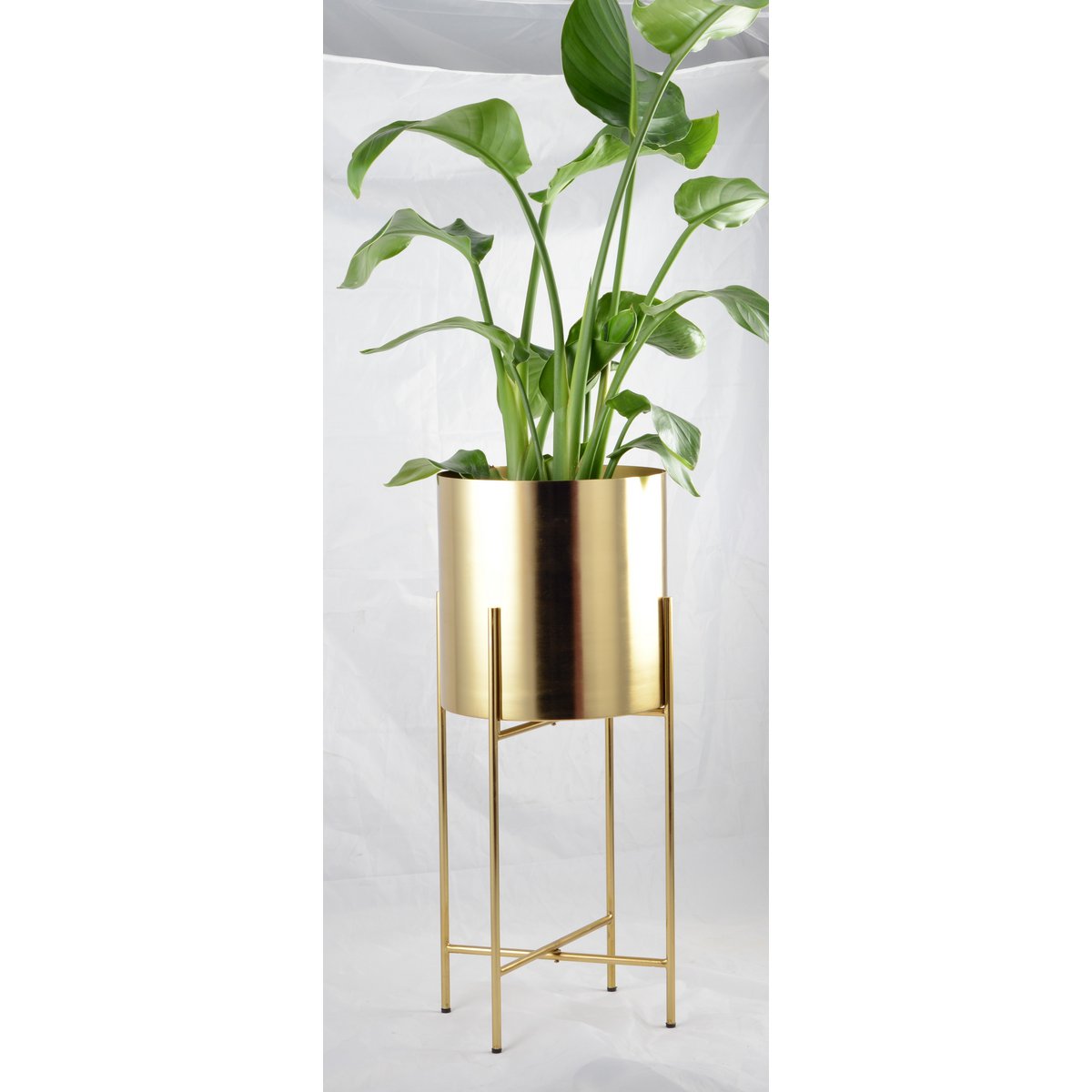 CACHE POT GOLD AUF FUSS GROSSES MODELL 26X26X60CM