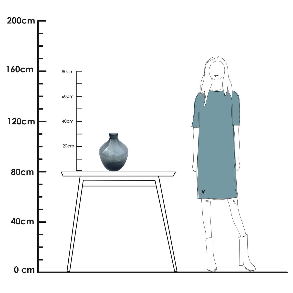 Traun grau Ø23,5 x H30 cm
