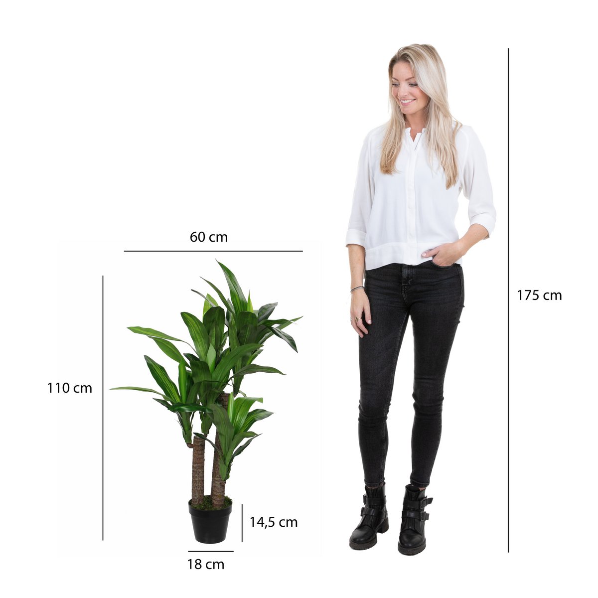 Künstliche Dracaena-Pflanze – H110 x Ø60 cm
