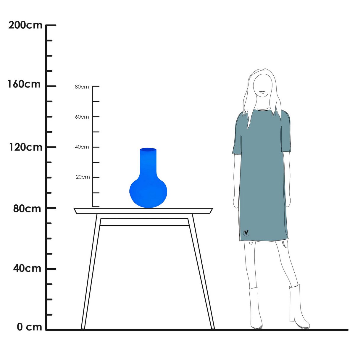Seim S neonblau Ø25,5 x H37 cm