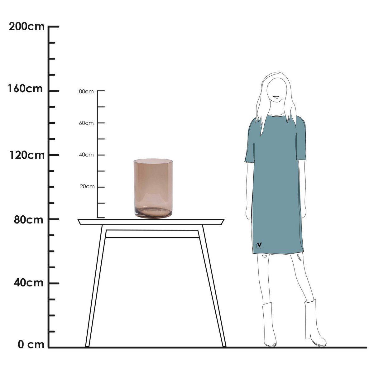 Kaspisches Taupe Ø25 x H35 cm