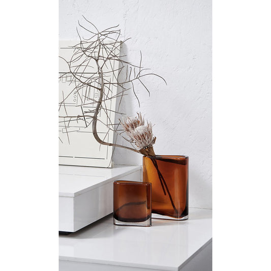 Moderne Designvase, Sonderform, Bernstein, BAD30AM